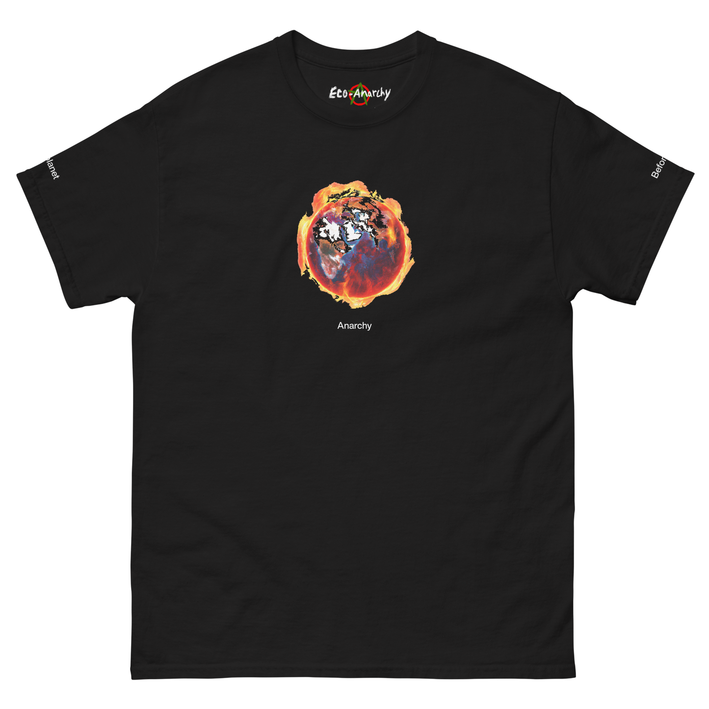 100% cotton nature-inspired black t-shirt featuring a burning earth