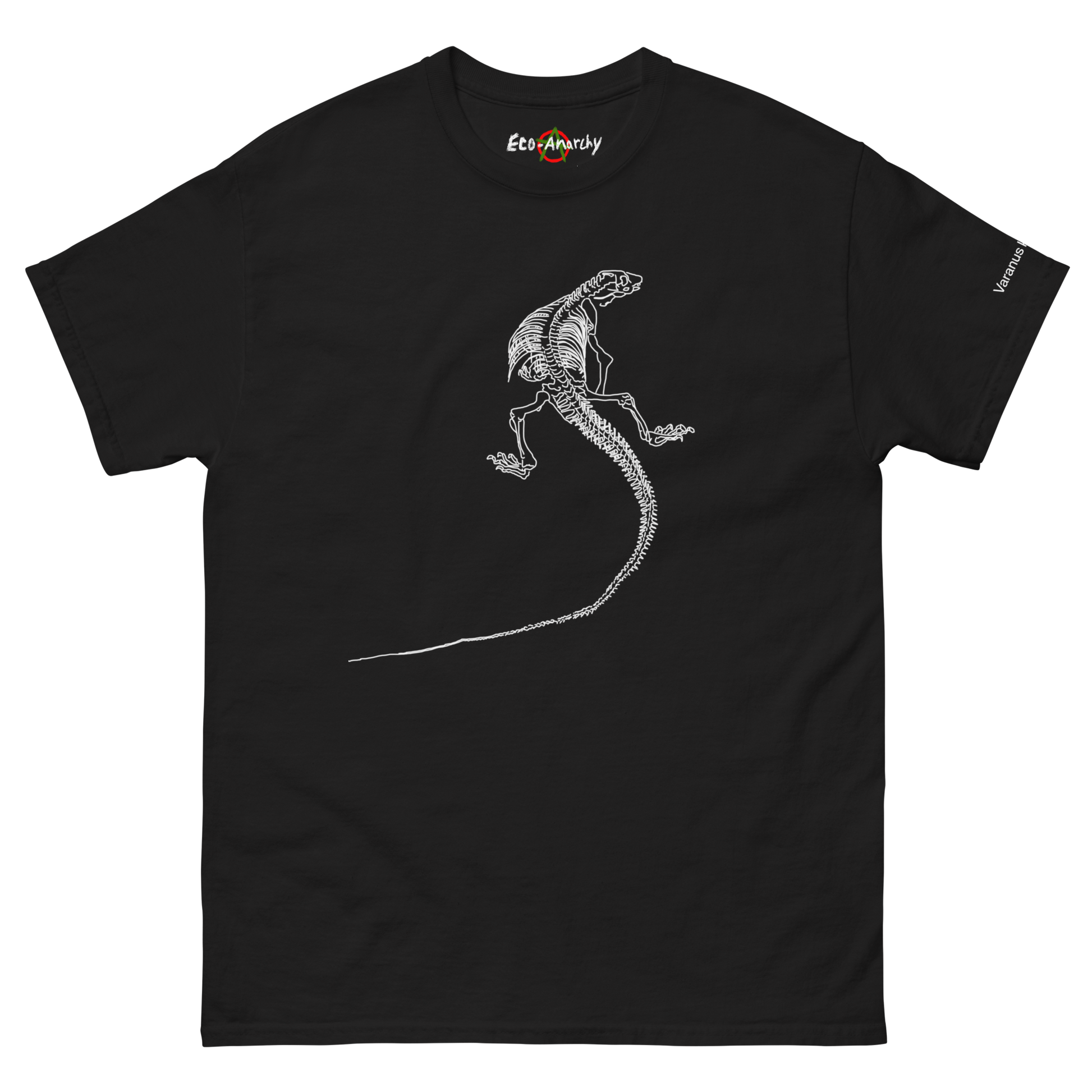 100% cotton nature-inspired black t-shirt featuring a Komodo dragon