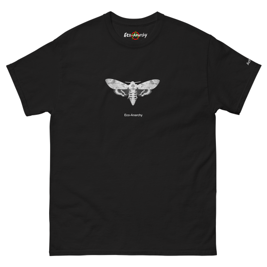 100% cotton nature-inspired black t-shirt featuring a death’s head moth