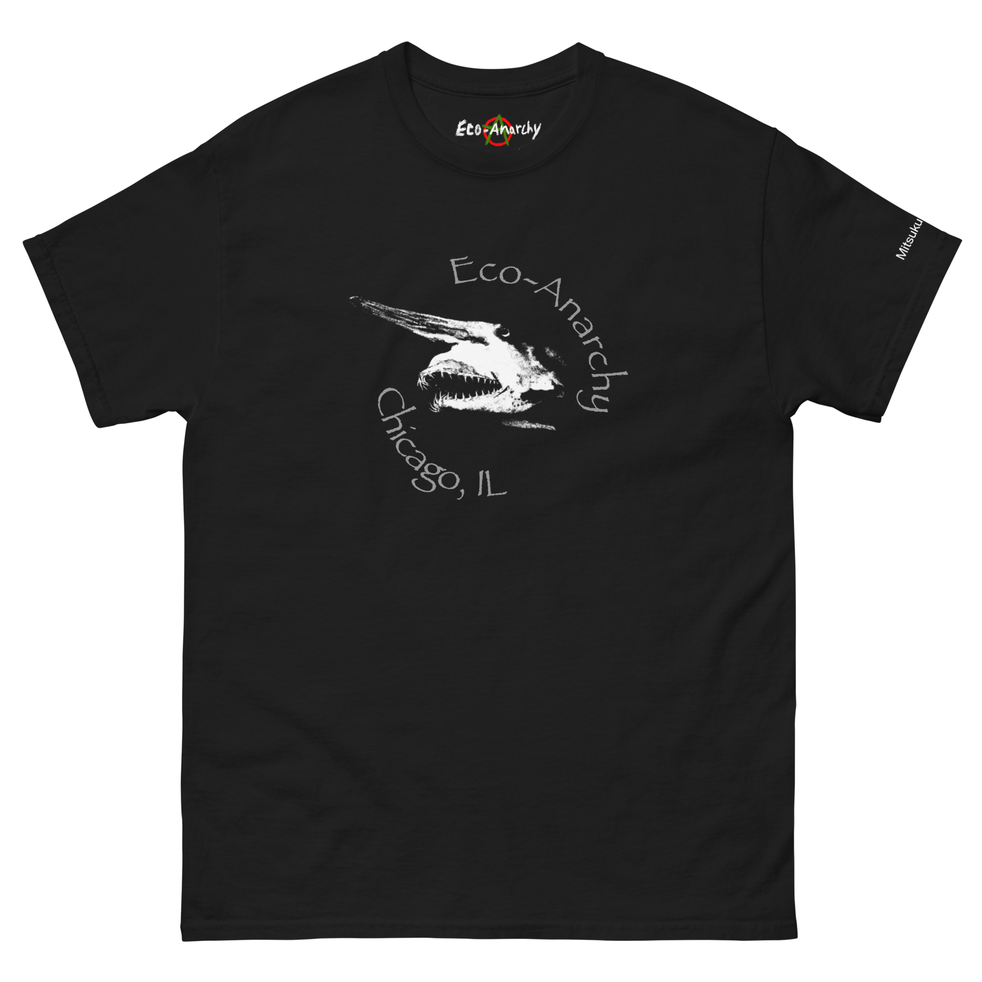 100% cotton nature-inspired black t-shirt featuring a goblin shark