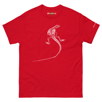 100% cotton nature-inspired red t-shirt featuring a Komodo dragon