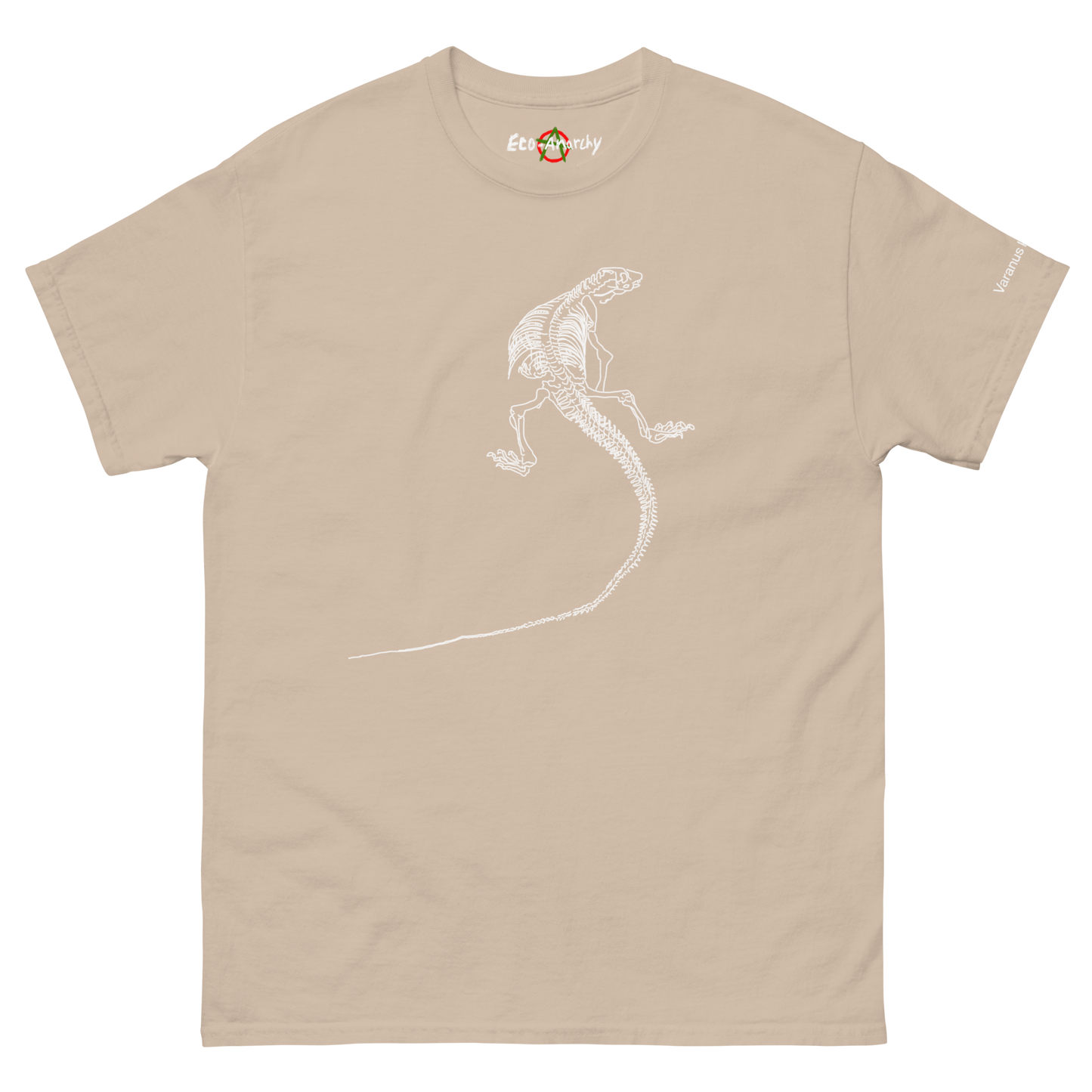 100% cotton nature-inspired sand t-shirt featuring a Komodo dragon