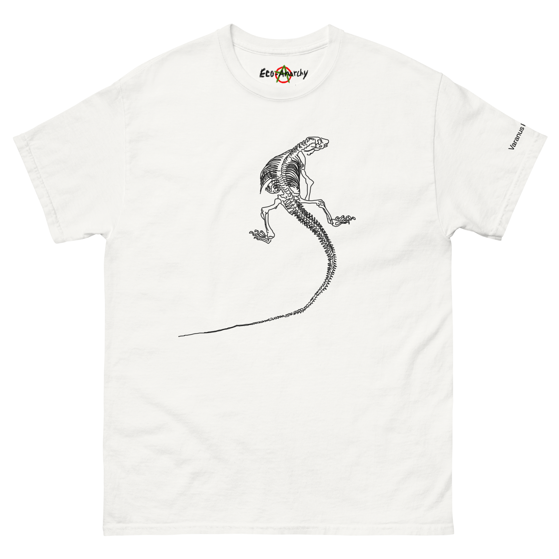 100% cotton nature-inspired white t-shirt featuring a Komodo dragon