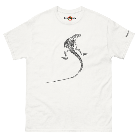 100% cotton nature-inspired white t-shirt featuring a Komodo dragon