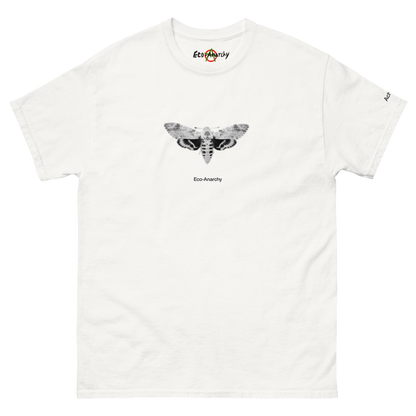 100% cotton nature-inspired white t-shirt featuring a death’s head moth