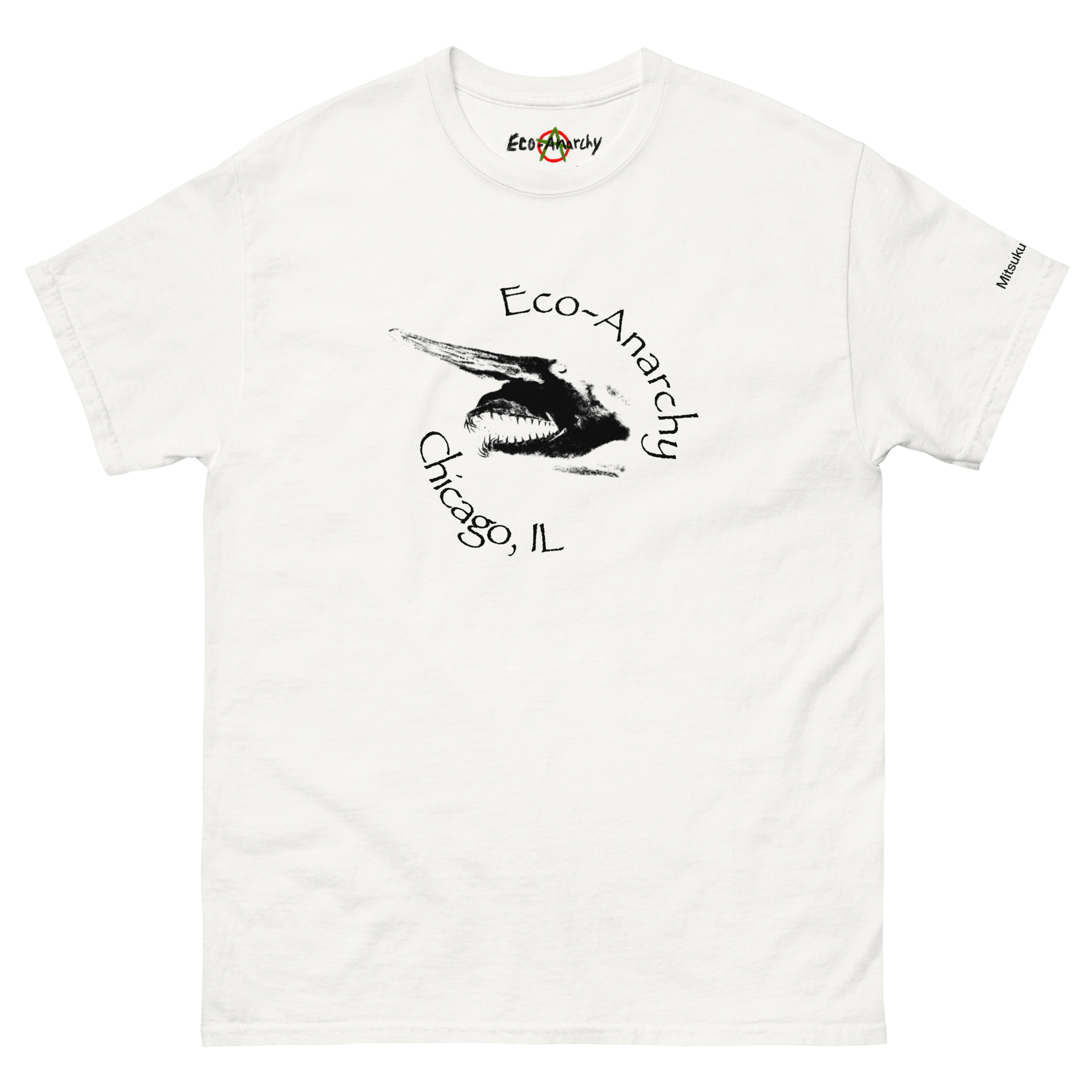 100% cotton nature-inspired white t-shirt featuring a goblin shark